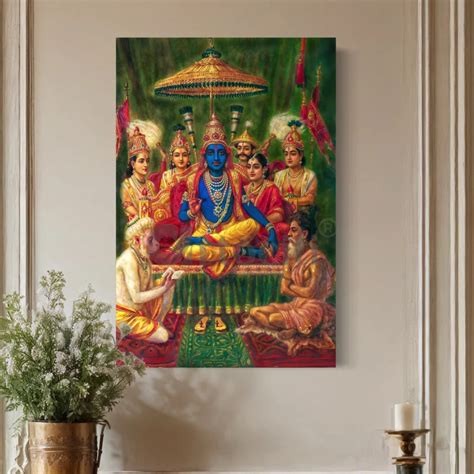 Buy Rajyabhishek of Lord Rama by Raja Ravi Varma Famous Canvas Painting ...