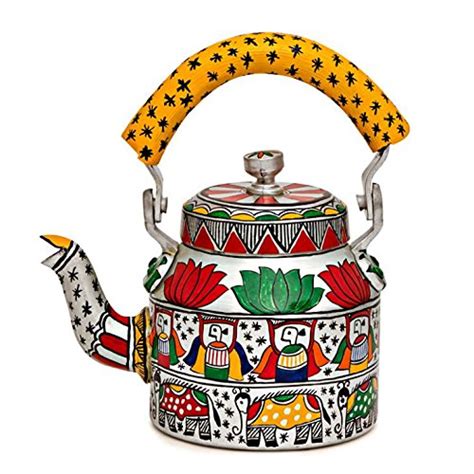 Buy Kaushalam Hand Painted Aluminium Kettle Indian Tea Pot Designer ...