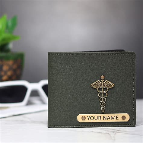 Personalized Olive Green Men's Wallet With Charm