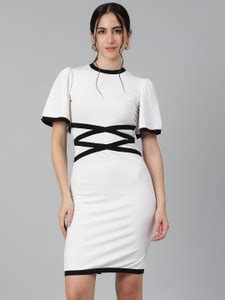 KOTTY Women Sheath White Above Knee/Mid Thigh Length Dress - Buy KOTTY ...