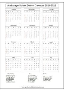 Anchorage School District Calendar 2021-2022 School District Calendars