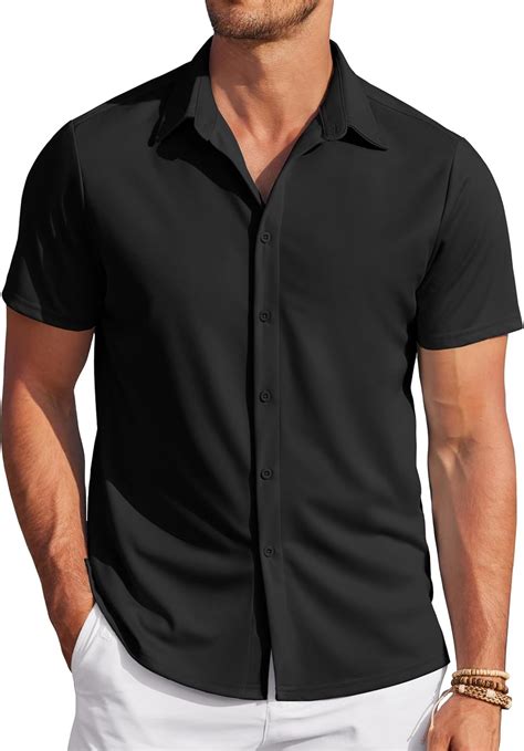 COOFANDY Mens Wrinkle Free Button Down Shirts Short Sleeve Summer ...