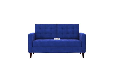 Buy Hamper 2 Seater Fabric Sofa (Velvet, Sapphire Blue) Online in India ...