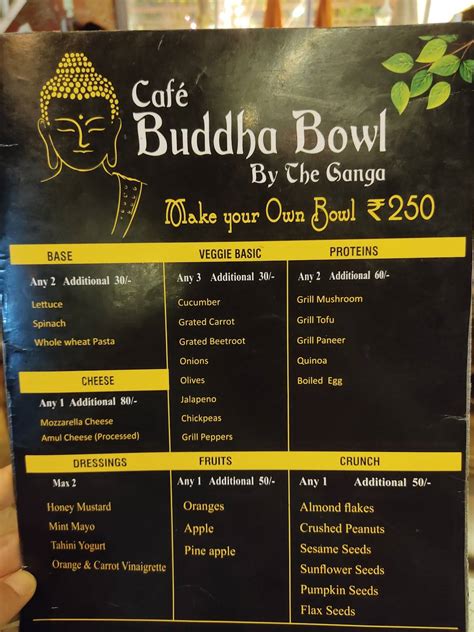 Menu at Cafe Buddha Bowl, Rishikesh