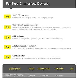 Baseus Metal Gleam 9-in-1 USB-C Hub | 4K HDMI, VGA, 100W PD, RJ45, 3× ...