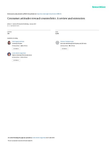 Consumer attitudes toward counterfeits A review an - See discussions ...
