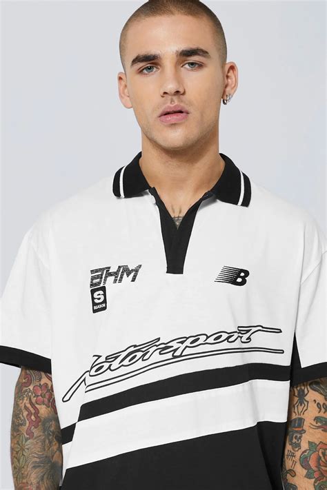 BOOHOOMAN OVERSIZED MOTOR SPORT RUGBY POLO T-SHIRT – Garmisland