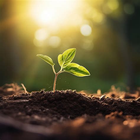 Photo of a small tree sapling growing in the soil | Premium AI ...
