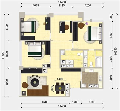 四室两厅户型平面图-房天下装修效果图