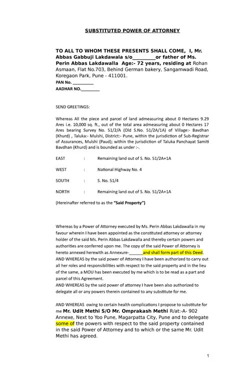 Famli Case moot - Notes Lecture - SUBSTITUTED POWER OF ATTORNEY TO ALL ...