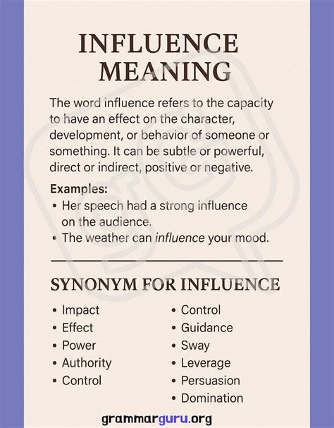 Influence Synonym: Powerful Words to Strengthen Your Impact - Grammar Guru