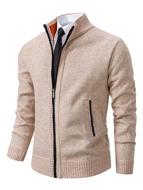Men's Cardigan Sweater Dress Sweater Zip Sweater Ribbed Knit Cropped ...
