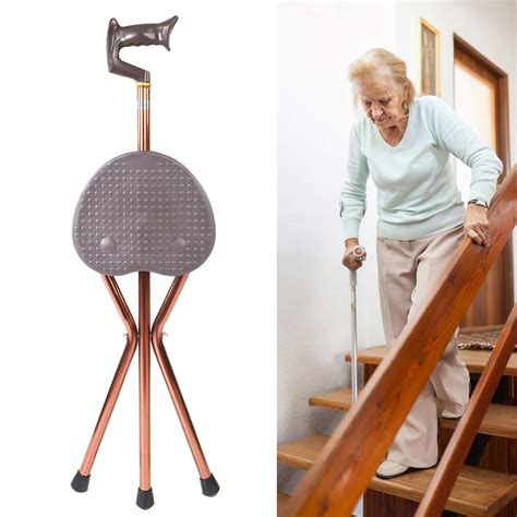 Folding Walking Stick Chair,Metal Portable Adjustable Walking Cane ...