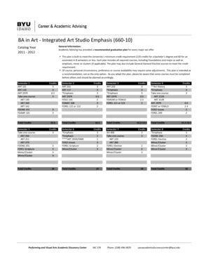 Fillable Online byui BA in Art - Integrated Art Studio Emphasis (660-10 ...