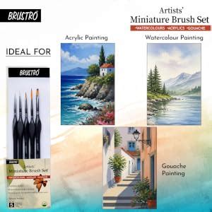 BRUSTRO Artists’ Miniature Precision Brushes - Set of 5 | Synthetic ...
