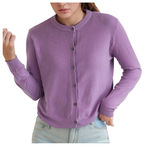 Womens Cardigan Pure Cardigan Twin Sets Round Neck Long Sleeve Button ...