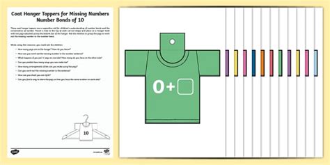 👉 Coat Hanger Topper Activity for Missing Numbers Number Bonds to 10