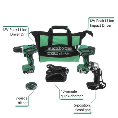 Metabo HPT 12-volt Max 3-Tool Power Tool Combo Kit with Soft Case (2 ...