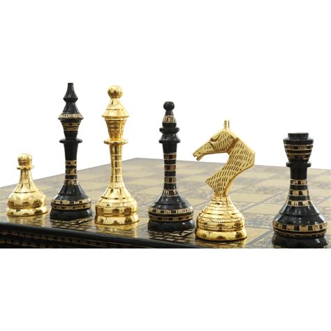 Soviet Brass Metal Luxury Chess Pieces & Board Set