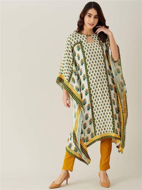 Marigold Floral Printed Kaftan Kurta - The Kaftan Company
