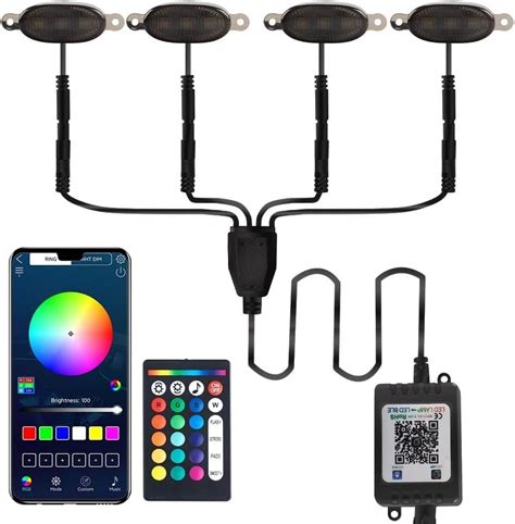 AutoBizarre Set of 4 pcs RGB Muticolor Music Controlled Smoked Shell ...