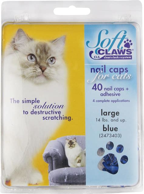 Buy Feline Soft Claws Cat Nail Caps Take-Home Kit, Large, Blue Online ...