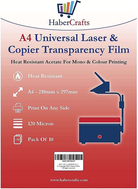 Buy Universal Laser Transparency Film A4 Clear OHP Sheets Laser Printer ...