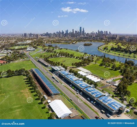 Aerial View of the Albert Park F1 Grand Prix Circuit with the Lake and ...