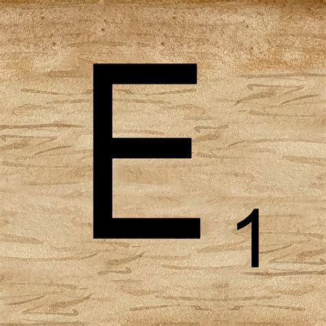 Watercolor illustration of Letter E in scrabble alphabet. Wooden ...