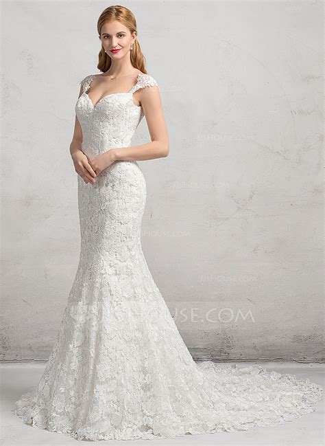 Trumpet Sweetheart Long Train Wedding Dresses