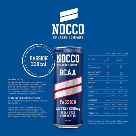 Buy NOCCO BCAA Passion 24 x 330ml | Zero Sugar | Functional Energy ...