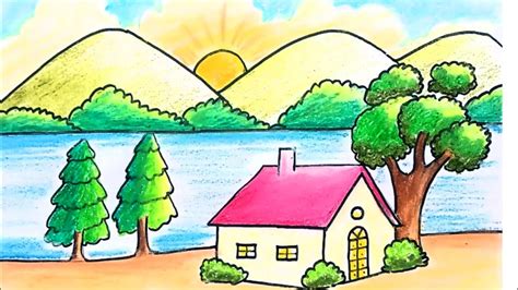 How To Draw Easy Scenery For Kids ... in 2020 | Scenery drawing for kids, Drawing scenery, Easy ...