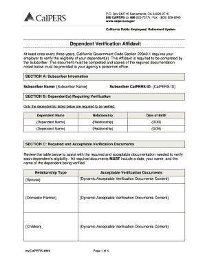 Fillable Online CSU Employee Dependent Verification Affidavit ...