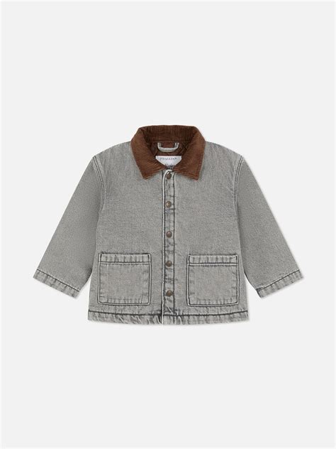 Baby Boys Grey 0-36mths | Corduroy Collar Denim Jacket | Primark