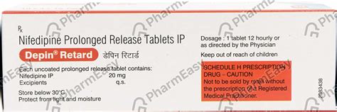 Depin Retard 20 MG Tablet (15): Uses, Side Effects, Price & Dosage ...