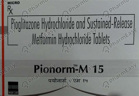 Pionorm M 15mg Strip Of 10 Tablets: Uses, Side Effects, Price & Dosage ...