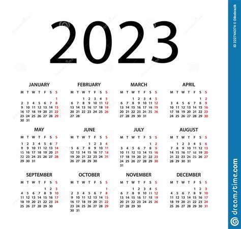 2023年日历插图. 星期一开始. 2023年日历 向量例证. 插画 包括有 日期, 水平, 现代, 网格 - 222744374