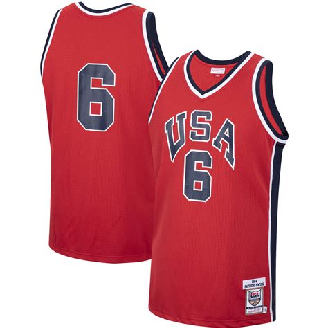 Men's USA Basketball Patrick Ewing Mitchell & Ness Red 1984 Authentic ...