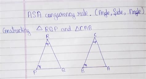 By applying ASA congruence rule, you have to establish that ∆RQP ≅ ∆CAB ...