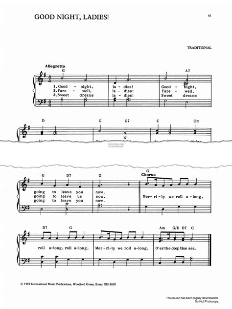 Good Night, Ladies (Traditional) | Noten: Gitarre, Klavier, Gesang ...