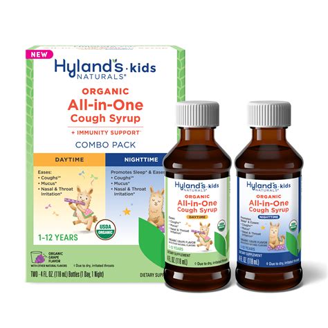 Hyland's Kids Organic All-in-One Cough Syrup, Ages 1-12, Day & Night ...