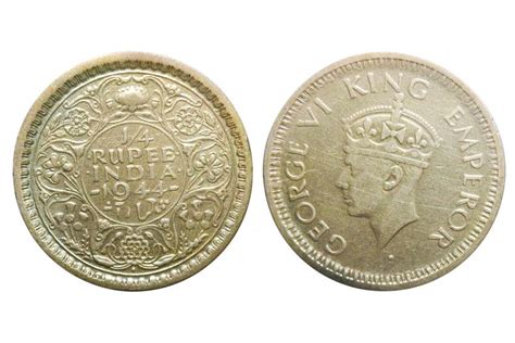 British India, George VI, 1/4 Rupee, Silver, Mint - Bombay, 1944
