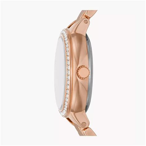 Fossil Virginia Three-Hand Rose Gold-Tone Stainless Steel Mesh Watch ...