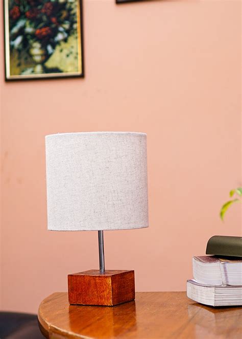 Get Ema Table Lamp with Textured Beige Cylindrical Shade at ₹ 2390 ...