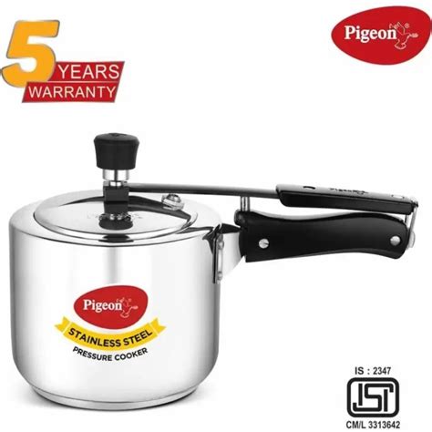 Pigeon Inox Stainless Steel Pressure Cooker 3 Liter Inner Lid Induction ...