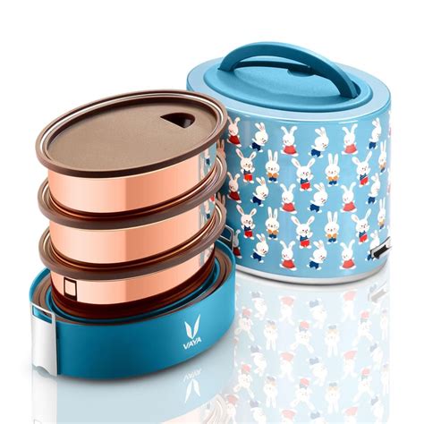 Buy Vaya Tyffyn Three-Tier Lunch Box with Bagmat from Vaya at just INR ...