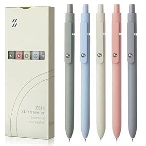 FIOVER Gel Pens, 5pcs 0.5mm Quick Dry Black Ink Fine Point Smooth ...