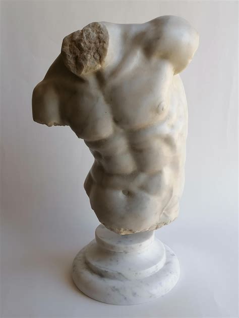 Male torso - "Gaddi torso" carved on white Carrara marble For Sale at ...