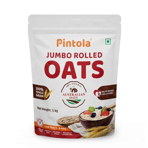 Pintola Oats 1kg, 100% JUMBO Rolled Oats, Wholegrain, Gluten Free, High ...