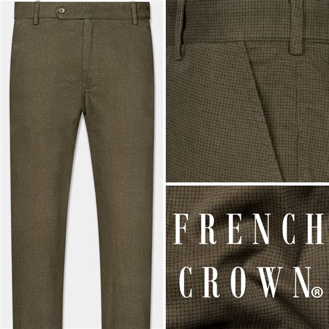 Taupe Brown Textured Premium Cotton Pant For Men.